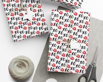 XOXO Valentine's Day Wrapping Paper, Romantic Love Gift Wrap