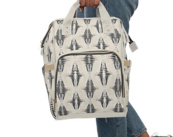 Windelrucksack mit geometrischem Muster: Multifunktionale Babytasche