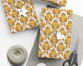 Cadeaupapier met retro bloemen - moderne cadeauverpakking uit het midden van de eeuw