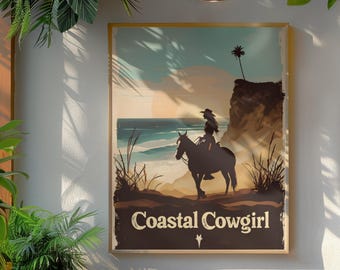 Küsten Cowgirl Kunstdruck, Strand Reiten Poster