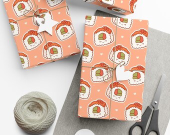 Kawaii Sushi Holiday Wrapping Paper, Cute Gift Wrap