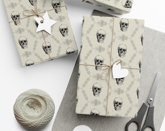 Gothic Skull Wrapping Paper: Halloween Gift Wrap