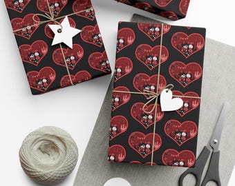 Zombie Love Wrapping Paper: Gothic Valentine's Day Gift Wrap