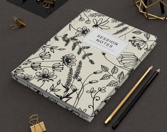 Floral Therapist Notebook, Hardcover Journal for Session Notes