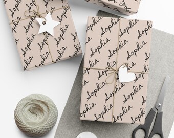 Personalized Name Wrapping Paper, Custom Color Gift Wrap