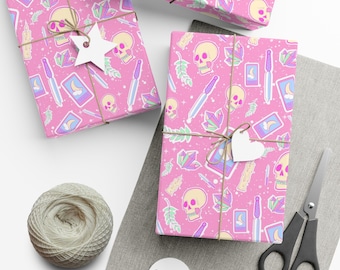 Gothic Skull Wrapping Paper, Halloween Gift Wrap