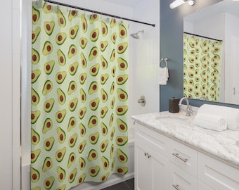 Avocado Green Shower Curtain, Playful Bathroom Decor