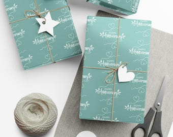 Elegant Anniversary Wrapping Paper - Matte or Satin Finish