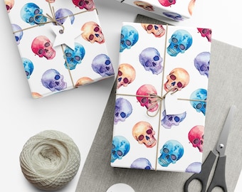 Gothic Skull Wrapping Paper, Edgy Gift Wrap
