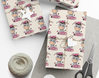 Cute Donkey Wrapping Paper, Kids Birthday Gift Wrap