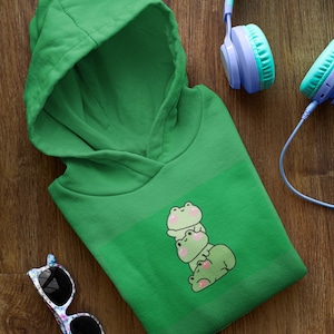 Kawaii Frog Hoodie Kawaii Sweatshirt Frog Sweatshirt Kawaii Hoodie Kawaii Sweatshirt Frog Sweater Green Hoodie Green Sweatshirt