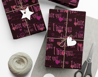 Gothic "I Love You" Wrapping Paper - Dark Valentine's Day Gift Wrap