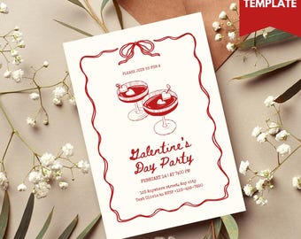 Galentine's Day Party Invitation, Editable Template (Digital Download)
