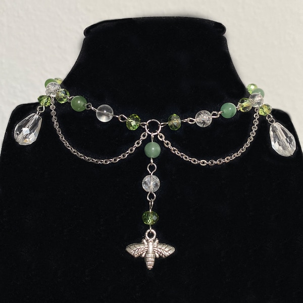 Green moth necklace