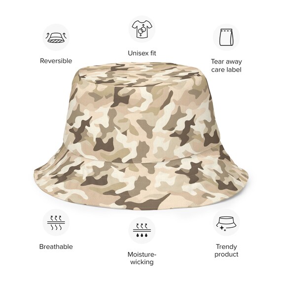 Camo Reversible Bucket Hat, Camouflage Summer Sun Hat, Casual