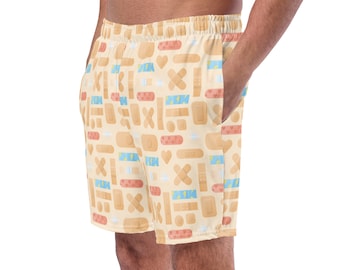 Bandaids Bandages Printed AOP Swimming Trunks, Summer Beach Pool Men's Swim Trunks, Resort Shorts, Bathing Surfing Shorts, Men’s Fashion