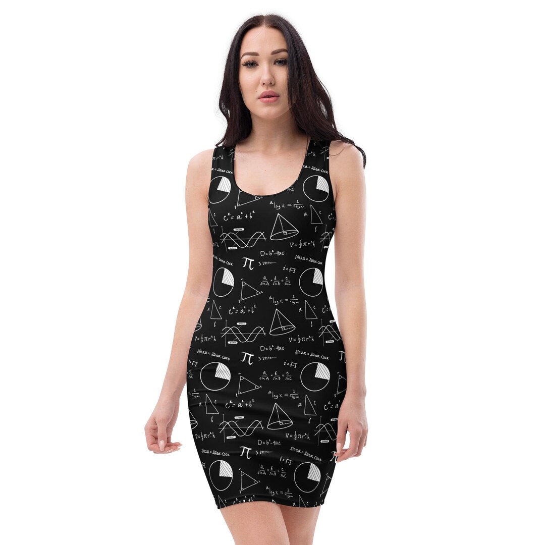 Math Geometry Equations Printed Bodycon Dress, Math Student Teacher ...