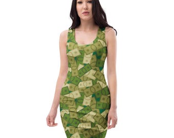 money print bodycon dress $ Lucky Dollar Bill Bodycon dress