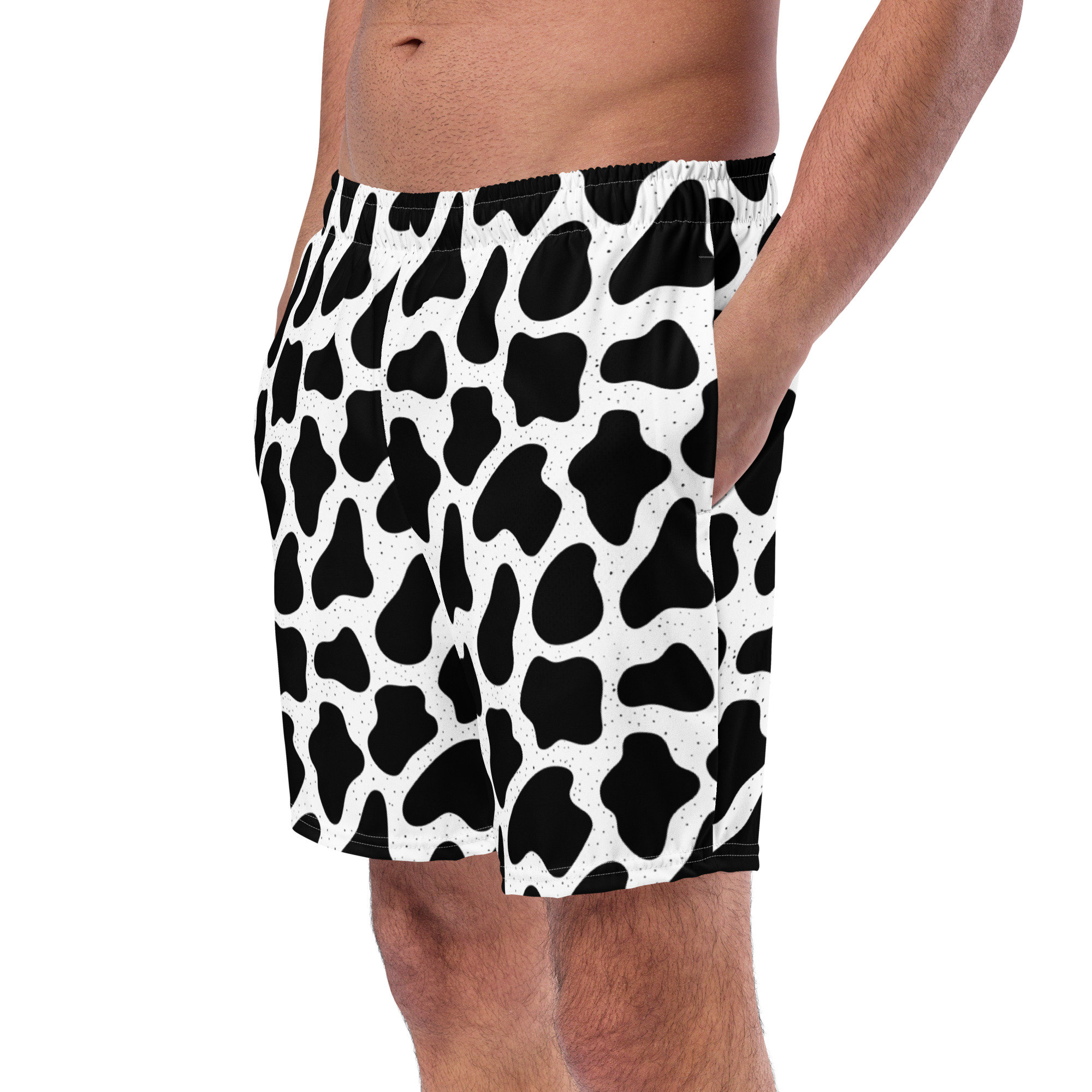 Cow Spotted Swim Trunks, Animal Printed Swim Briefs Men, Men's