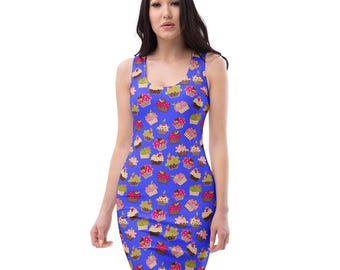 Cupcakes Food Printed Bodycon Dress, Cupcake Lover Gift, Western  Fashion Foodie Dress, Prom Evening Party Dress, Sweets Lover