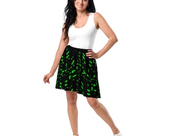 Halloween Skater Skirt, Gothic Skirt, Scary Skater Skirt, Scary Cats Eyes Skater Skirt, Creepy Skirt for Women, Goth Skirt, Halloween Party