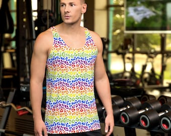 Rainbow Leopard Cheetah Print Tank Top | 90s Party Theme Shirt