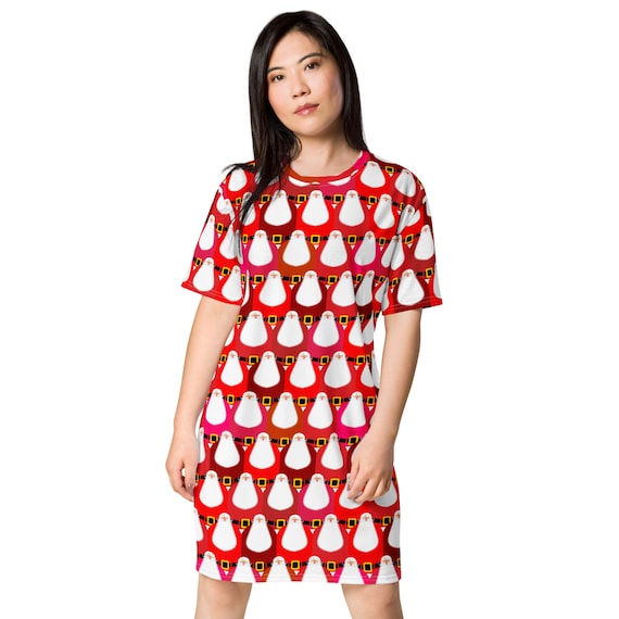 Christmas Holiday T-shirt Dress Women, Festival Fashion Aesthetic Santa Shirt  Dress, Lounge Wear, All Over Print, Beach Wear, Loose Fit - Etsy