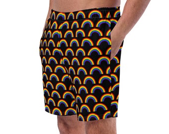 Gay Pride Men's Swim Trunks, Rainbow Mens Swimwear, Swim Briefs, Bathing Suit, Men’s Shorts, Activewear, Surfing Shorts, Gay Gift For Him