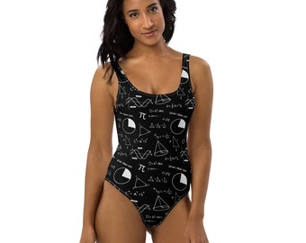Geometrie-Mathe-bedruckter Badeanzug, einzigartiger bunter Einteiler-Badeanzug für Damen, Damen-Bademode-Badeanzug, Mathe-Nerd-Mathe-Liebhaber-Geschenk für Sie