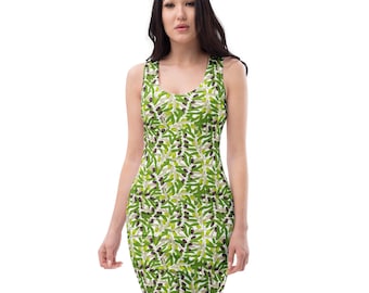 Olives Food Printed Bodycon Dress, Olives Lover Gift, Western Fashion Foodie Dress, Vegan Prom Evening Party Dress