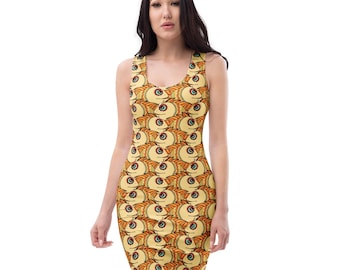 Ocean Fish Printed Bodycon Dress, Beach Party Dress, Sea Creature, Fashion Dress, Marine Life Sexy Dress, Fish Lover Gift