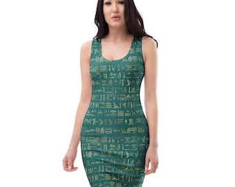 The Green Goddess Sacred Hieroglyphics Dress - Divine Egyptian Kaftan Dress  for Egyptian Queens- Boho Dress - All Sizes - Made in Egypt - Etsy