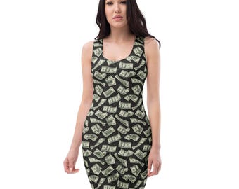 money print bodycon dress Clover Canyon Currency Bills Print Floral Neoprene Bodycon Money Dress  MEDIUM