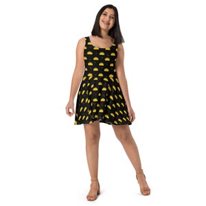 emoji skater dress Text Emojis Printed Skater Dress for Women, Patterned Dress, All Over Print Happy Face Sleeveless Dress, Unique Plus Size Summer Dress