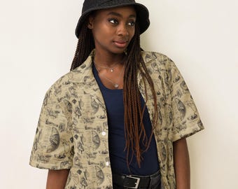Vintage Anatomy Printed Unisex Button Down Shirt, Science Student Teacher Shirt Gift for Him or Her, Casual Fasion AOP Shirt, Loungewear