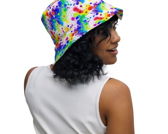 Spray Paint Street Graffiti Printed Bucket Hat, Reversible Summer Hat, Sun Hat, All over Print, Rave Party Hat, Festival Hat, Unisex, Gift