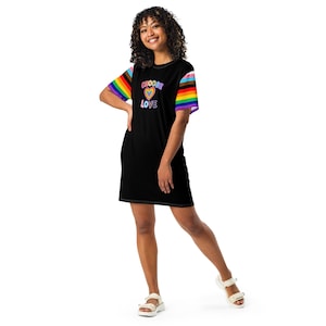 bridesmaid dresses arizona HOLOGRAM BIG SHOULDER GAY PRIDE DRESS – MORGAN WELLS DRAG CLOSET main image 0