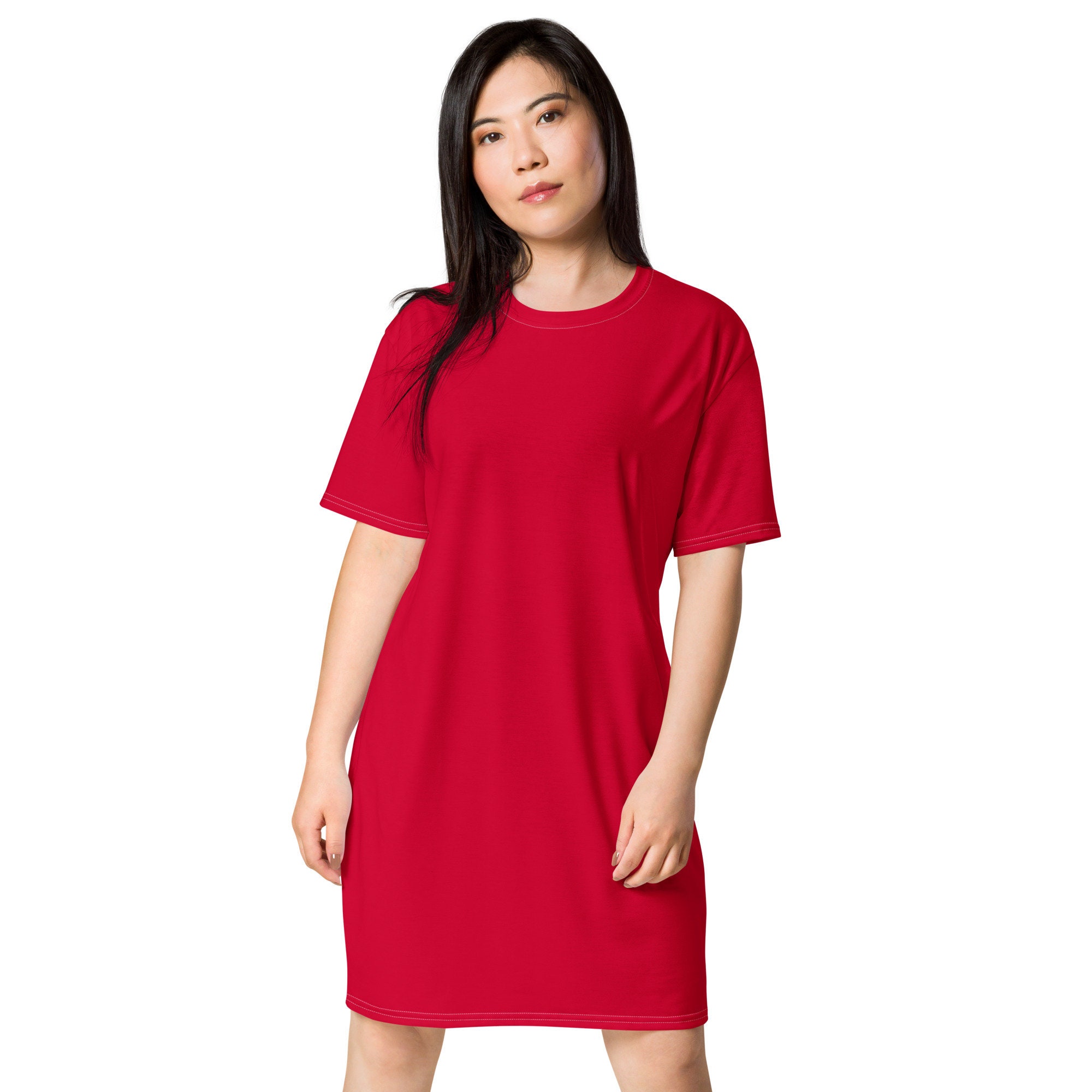 crimson t shirt dress Red Cotton Mini T-Shirt Dress - Casual Dresses