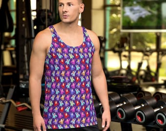 Gorillas Animal Printed Men's Tank Top, Ape Lover Gift For Him, Gym Workout Tank, Fitness Top, Summer Beach Tank, Everyday Wear, Muscle Tank