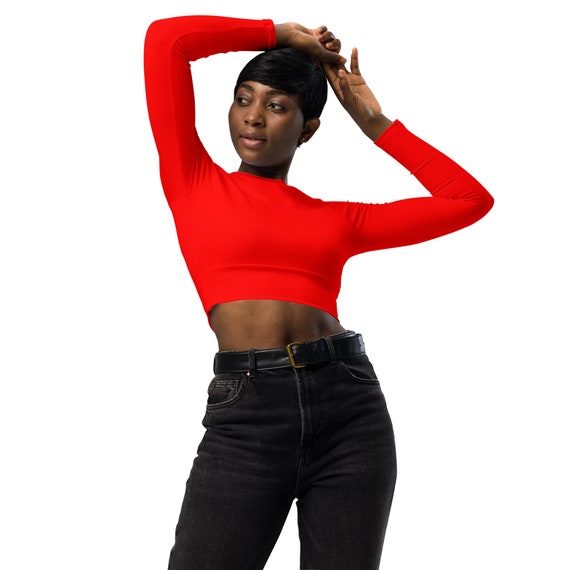 neon red crop top