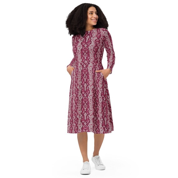 knee length dresses for ladies Snake Print Midi Dress S main image 0