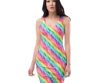 multicolor striped bodycon dress High Neck Mini Dress In Multi Stripe Knit | EGO US