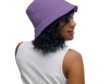 Solid Purple Reversible Bucket Hat, Summer Fashion Hat, Casual Outdoor Hat, All over Print, Aesthetic Beach Hat, Festival Wear, Unisex
