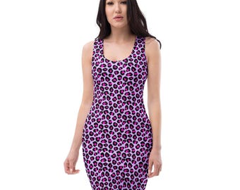 Cheetah Leopard Printed Bodycon Dress, Boho Fashion Fitted Dress, Summer Beach Dress, Evening Party Dress, Gifts for Her
