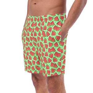 Watermelon Fruit Printed Swimming Trunks, All over Print Mens Swim Trunks, Summer Beach Trunks, Bathing Suit, Resort Wear, Watermelon Lover