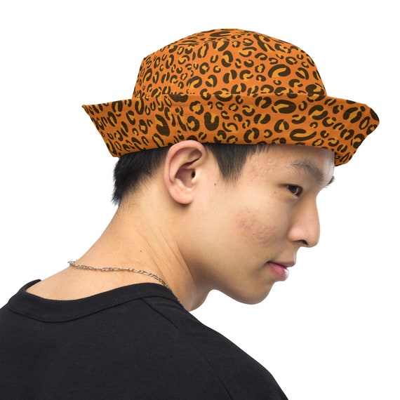 Cheetah Leopard Printed Bucket Hat, Reversible Bohemian Hat  display picture 2