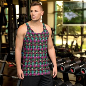 Stained Glass Peacock Feathers Printed Tank Top, Gym Yoga Fitness Graphic Tank Top for Men, Summer Beach Hawaiian Top, Bird Lover Gift