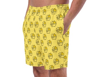 Rubber Ducky Printed Swim Trunks, AOP Swimming Trunks, Summer Beach Fashion Trunks Shorts for Mens, Rave Festival Shorts, Duck Lovers Gift
