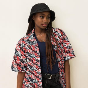 Racing Theme Unisex Button Down Shirt, All Over Print Casual Aesthetic Shirt, Racing Fan Shirt, Hippie Collared Shirt, Gift for Him Her