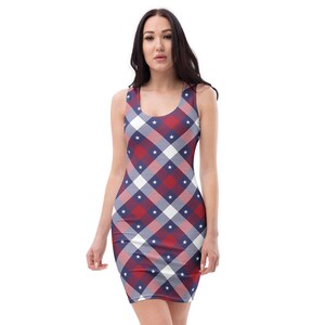 4th of july bodycon dress USA Patriotic Printed Bodycon Dress, 4th of July Gifts, American Holiday Festival Party Dress, Fashion Dress, Gifts for Her